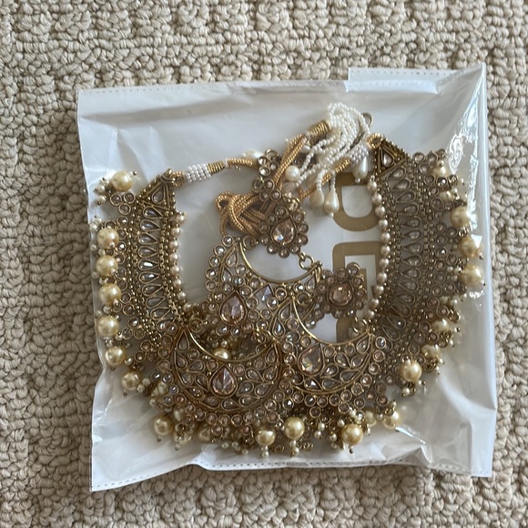 Antique Kundan & Pearl Jewelry Set NWOT - Picture 7 of 7